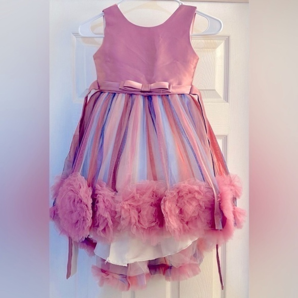 Pink and Purple Tulle Dress with Bow